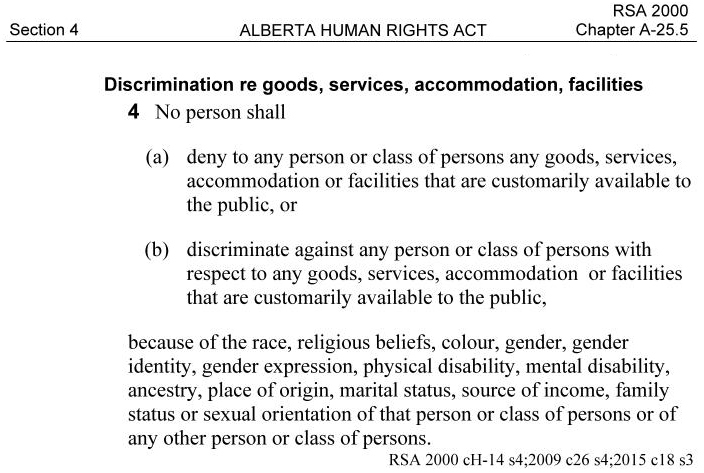 Alberta Human Rights Act Section 4